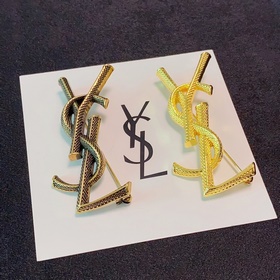 Высококачественные ретро-броши YSL Saint Laurent в серебристом, з