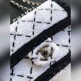 Сумка Chanel 24P с пайетками Это то, что нужно! Бело-черная клетк