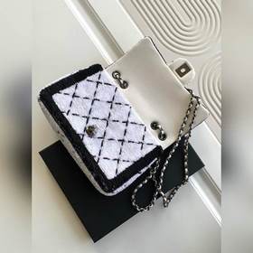 Сумка Chanel 24P с пайетками Это то, что нужно! Бело-черная клетк