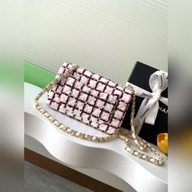 Chanel 25c, нежная цветовая гамма, розово-белая клетка, большая с