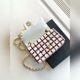 Chanel 25c, нежная цветовая гамма, розово-белая клетка, большая с