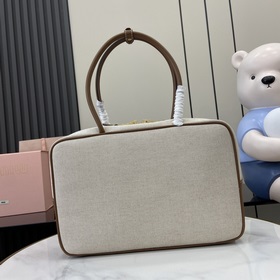 Новая модель MIU оригинальная сумка из канваса с коричневым ремне