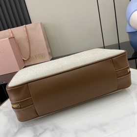 Новая модель MIU оригинальная сумка из канваса с коричневым ремне