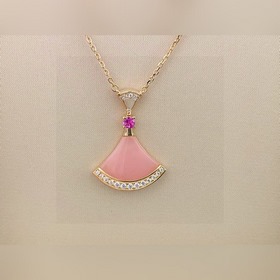 Bulgari, ограниченная серия, натуральный розовый камень, колье-юб