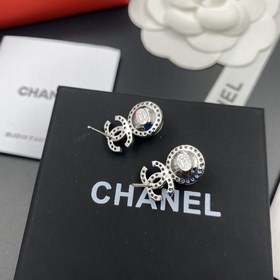Chanel Кристальные бусины с буквами жемчужинами, серебряные серьг
