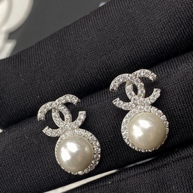 Chanel Кристальные бусины с буквами жемчужинами, серебряные серьг
