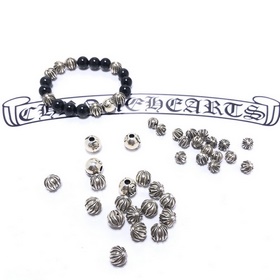Подлинный браслет Chrome Hearts из 8 серебряных бусин с черным ок