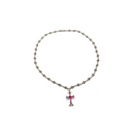Chrome Hearts TinyE Красный бриллиант в форме креста с подвеской