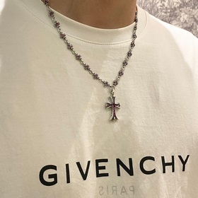 Chrome Hearts TinyE Красный бриллиант в форме креста с подвеской