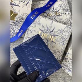 Lady Dior Пятисекционный карман для карт, кожа овцы, лакированна