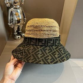 Новая модель шляпы FD Fendi, изготовлена из рафии, с комбинирован
