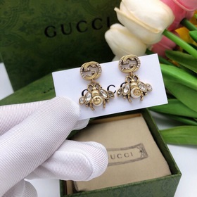 Gucci Гуччи серьги-гвоздики с пчелками в ретро-стиле, с особо бле