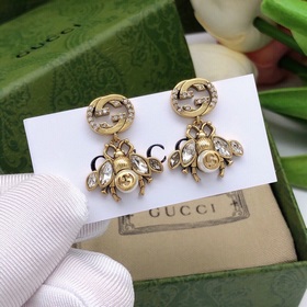 Gucci Гуччи серьги-гвоздики с пчелками в ретро-стиле, с особо бле