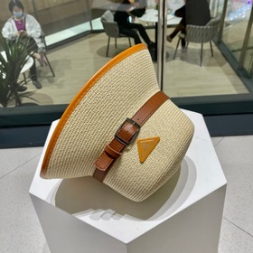 【PRADA】 Новая модель 2023 года： соломенная шляпа с кожаным ремнем