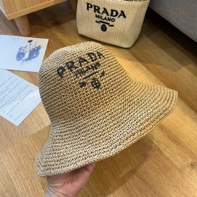 PRADA 2025 летняя складная шляпа, полностью связанная крючком, об