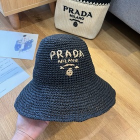 PRADA 2025 летняя складная шляпа, полностью связанная крючком, об