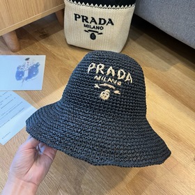 PRADA 2025 летняя складная шляпа, полностью связанная крючком, об
