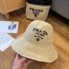PRADA 2025 летняя складная шляпа, полностью связанная крючком, об