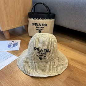 PRADA 2025 летняя складная шляпа, полностью связанная крючком, об