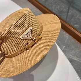 【PRADA Пrada】 Новая модель 2023 года： соломенная шляпа-котел в пл