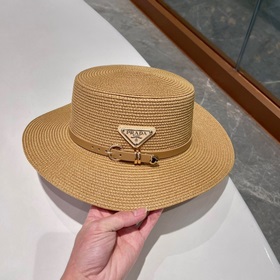 【PRADA Пrada】 Новая модель 2023 года： соломенная шляпа-котел в пл