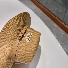 【PRADA Пrada】 Новая модель 2023 года： соломенная шляпа-котел в пл