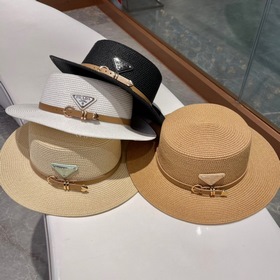 【PRADA Пrada】 Новая модель 2023 года： соломенная шляпа-котел в пл