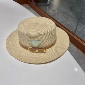 【PRADA Пrada】 Новая модель 2023 года： соломенная шляпа-котел в пл