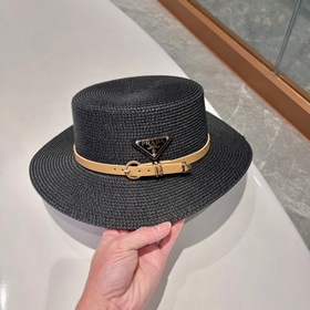 【PRADA Пrada】 Новая модель 2023 года： соломенная шляпа-котел в пл