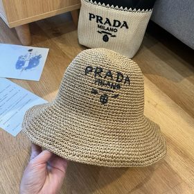 PRADA 2025 летняя складная шляпа, полностью связанная крючком, об