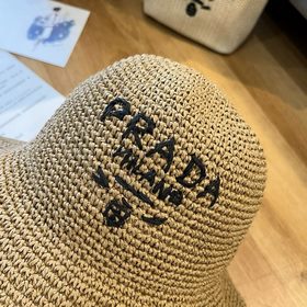 PRADA 2025 летняя складная шляпа, полностью связанная крючком, об