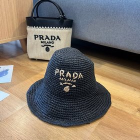 PRADA 2025 летняя складная шляпа, полностью связанная крючком, об