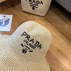 PRADA 2025 летняя складная шляпа, полностью связанная крючком, об