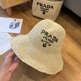 PRADA 2025 летняя складная шляпа, полностью связанная крючком, об