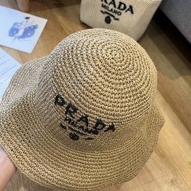 PRADA 2025 летняя складная шляпа, полностью связанная крючком, об