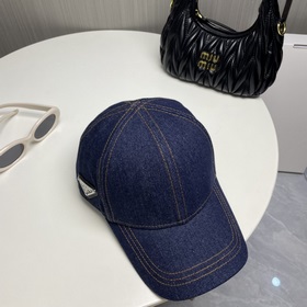 Prada Высококачественная джинсовая кепка с козырьком в форме пере