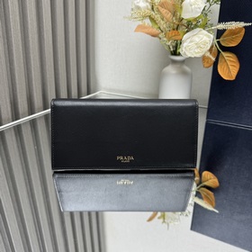 【Высококачественный оригинал】 Новый кожаный бумажник PRADA. Класс