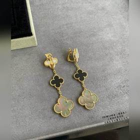 V-Gold-Plated Gold  VCA Three-Leaf Clover Earrings, Market Premi