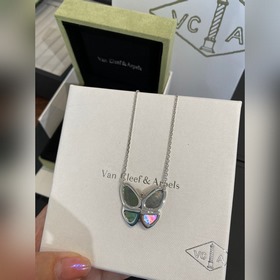 VCA Van Cleef & Arpels Белый жемчуг Большой бабочка Ожерелье 