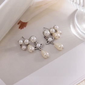 Vivienne Westwood Вивьен Вествуд Серьги Saturn Pearl, элегантный 