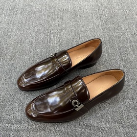 Мужские кожаные туфли FERRAGAMO! Мокасины с застежкой Gancini Эти