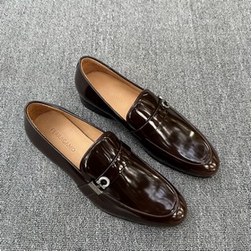 Мужские кожаные туфли FERRAGAMO! Мокасины с застежкой Gancini Эти