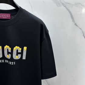 Gucci 2025FW весна-лето новинка, футболка с круглым вырезом и шир