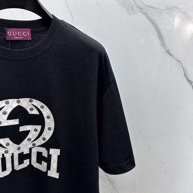 Gucci 2025FW весна-лето новинка, футболка с круглым вырезом, объе