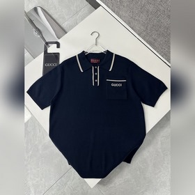 GUCCI/Гуччи 2025 Новая модель поло с контрастным воротником и выш