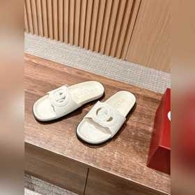 Новые пляжные тапочки Gucci с липучкой, тапочки с кожаной поверхн