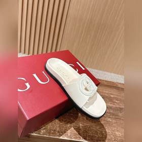Новые пляжные тапочки Gucci с липучкой, тапочки с кожаной поверхн