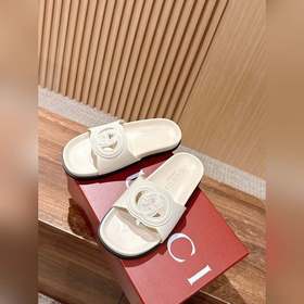 Новые пляжные тапочки Gucci с липучкой, тапочки с кожаной поверхн