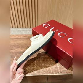 Новые пляжные тапочки Gucci с липучкой, тапочки с кожаной поверхн