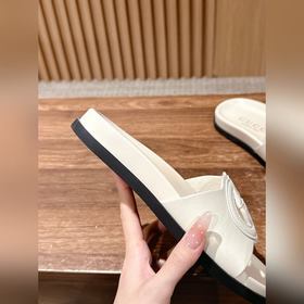 Новые пляжные тапочки Gucci с липучкой, тапочки с кожаной поверхн